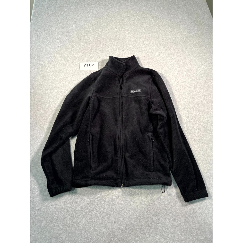 Columbia Fleece Jacket Mens Small Black Full Zip Mock Neck‎ Outdoor Warm Soft